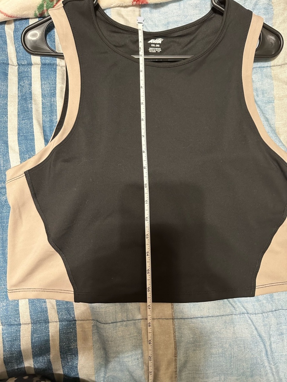 Avia Black and Tan Colorblock Performance Bra